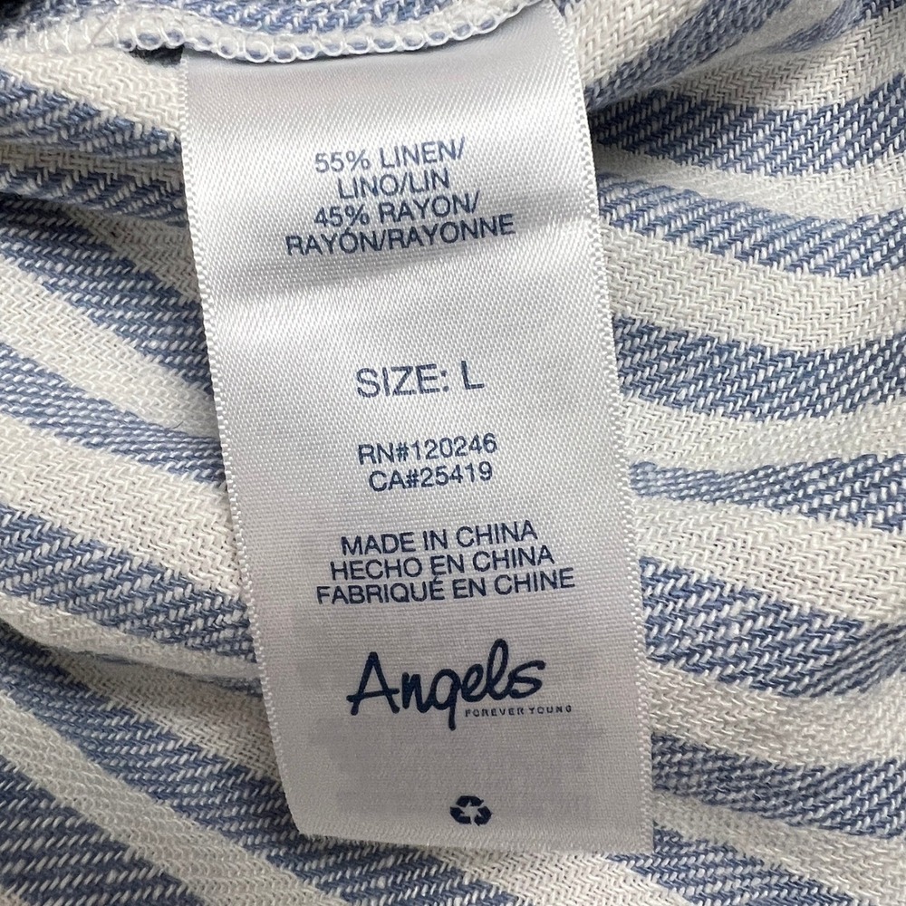Angels Forever Young Striped Sleeveless Top Womens L Linen Blend Casual Summer - Picture 6 of 12